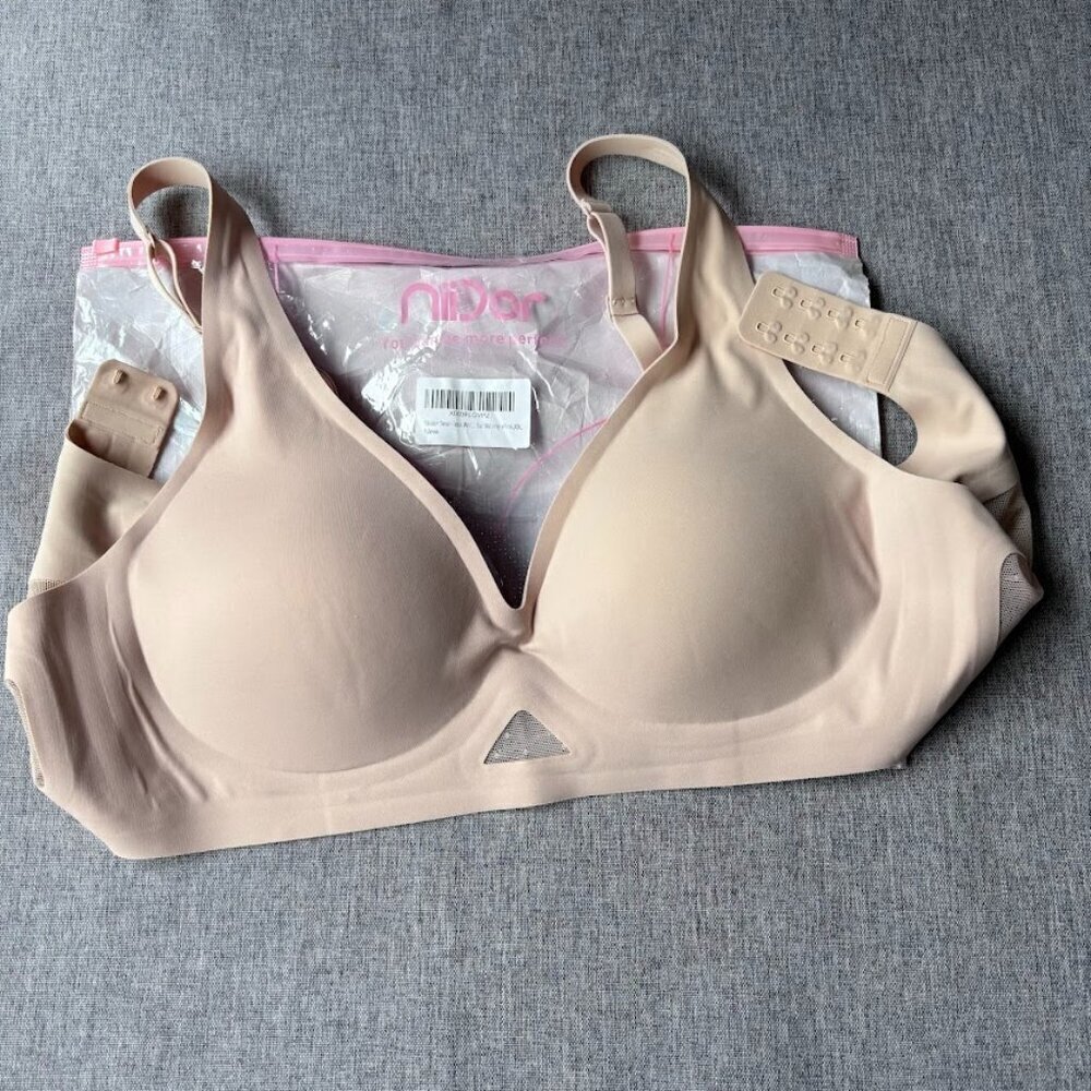 Niidor women's Seamless Bra, XXL Nude
